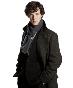 Sherlock Holmes Grey Wool Trench Coat