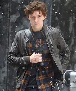 Tom Holland Brown Leather Jacket