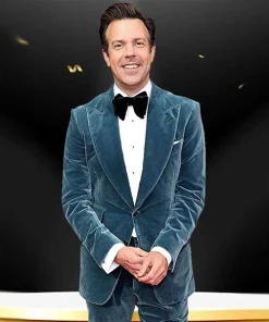 Jason Sudeikis Teal Blue Velvet Suit