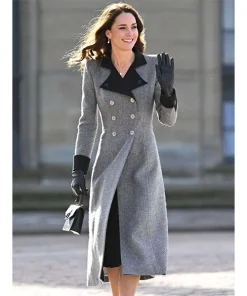 Kate Middleton Princess Grey Wool Trench Coat