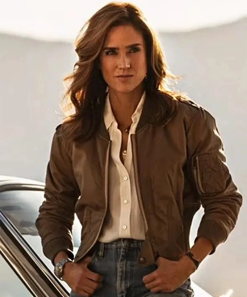Jennifer Connelly Top Gun Maverick Penny Benjamin Brown Bomber Jacket