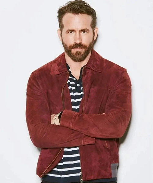 Big Adam The Adam Project Maroon Suede Leather Jacket