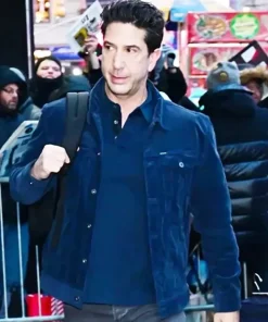 Good Morning America David Schwimmer Blue Leather Jacket