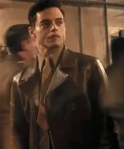 The Amateur Rami Malek Leather Brown Jacket